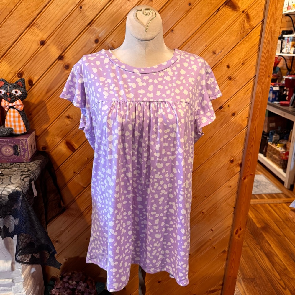 Haptics Lavender and White Leopard Top